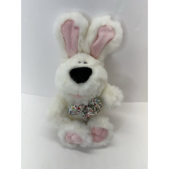 Vintage Commonwealth Big Nose Floral Bow Easter Bunny Plush 11" Stuffed Toy - Picture 1 of 9